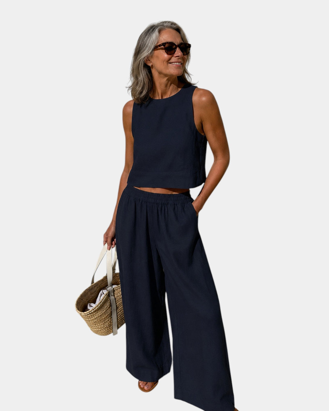 Shéhérazade | Ensemble blouse et pantalon en coton et lin