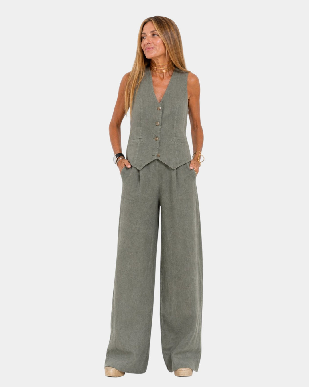 Assia | Ensemble gilet sans manches et pantalon