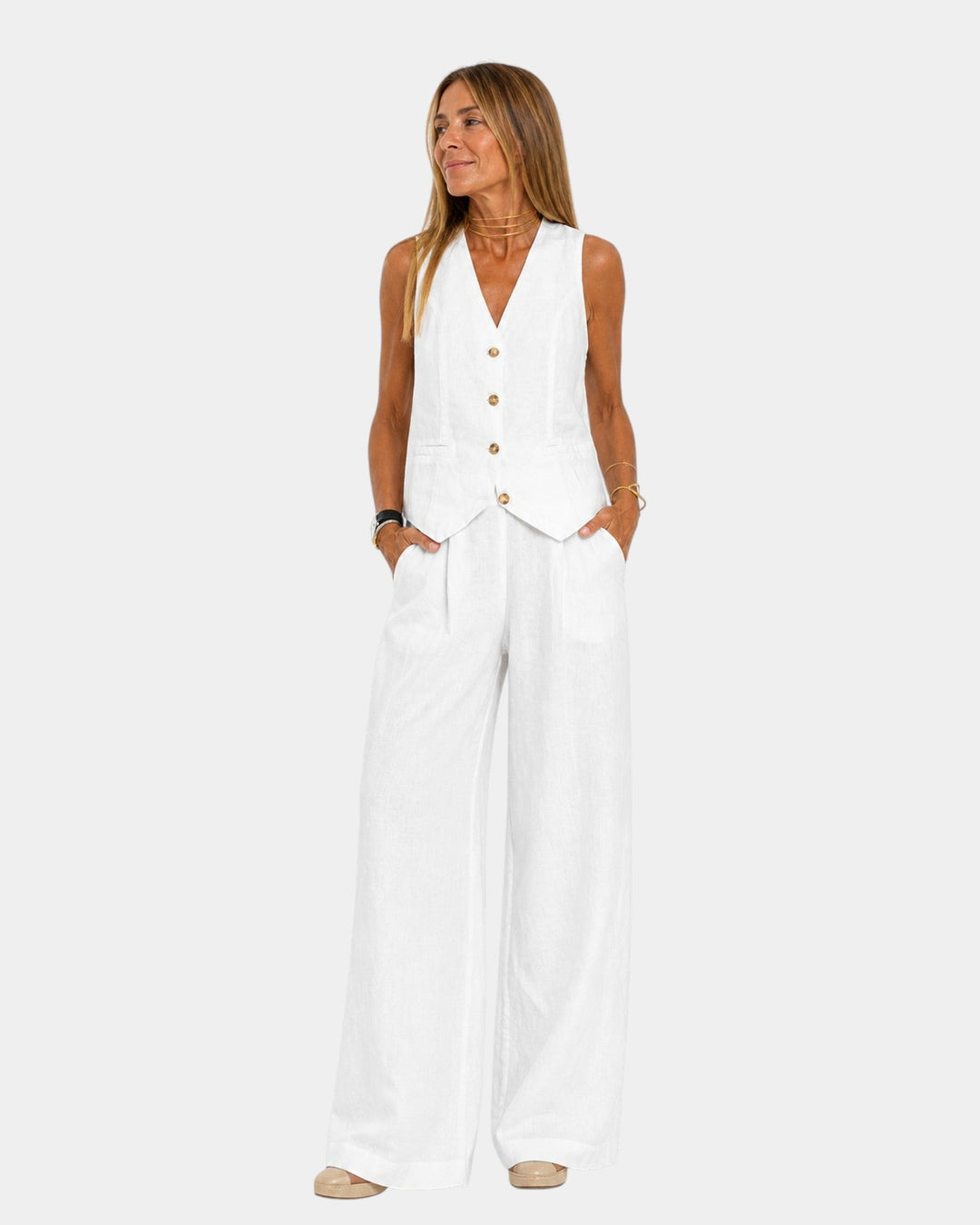 Assia | Ensemble gilet sans manches et pantalon